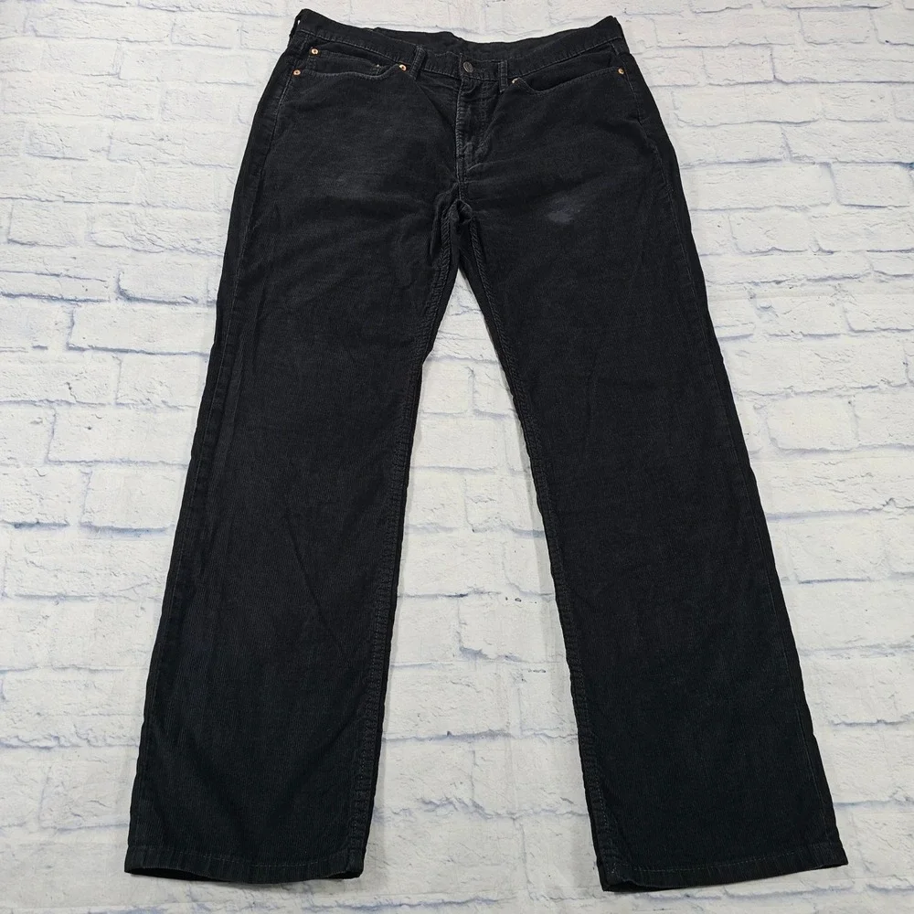 Levis 514 Corduroy Pants Mens 36x32 Black Straight Leg Casual Workwear Ribbed